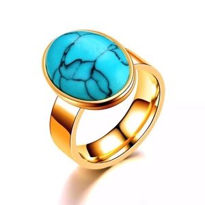 Statement Turquoise gold Ring